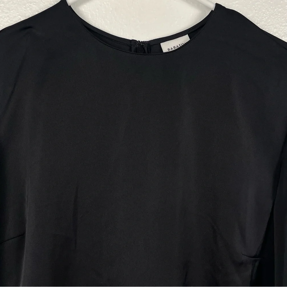 Aritzia Babaton Hamilton Black Satin Long Sleeve Blouse Top Small